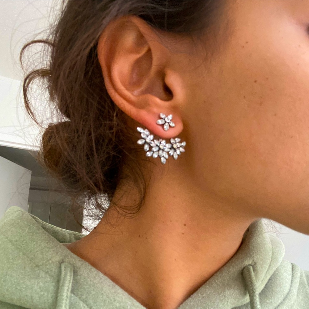 Silver Earrings with rhinestones